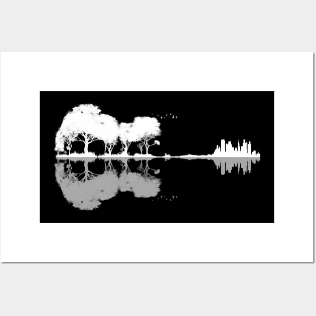 Nature Guitar Silhouette Wall Art by Kiwi